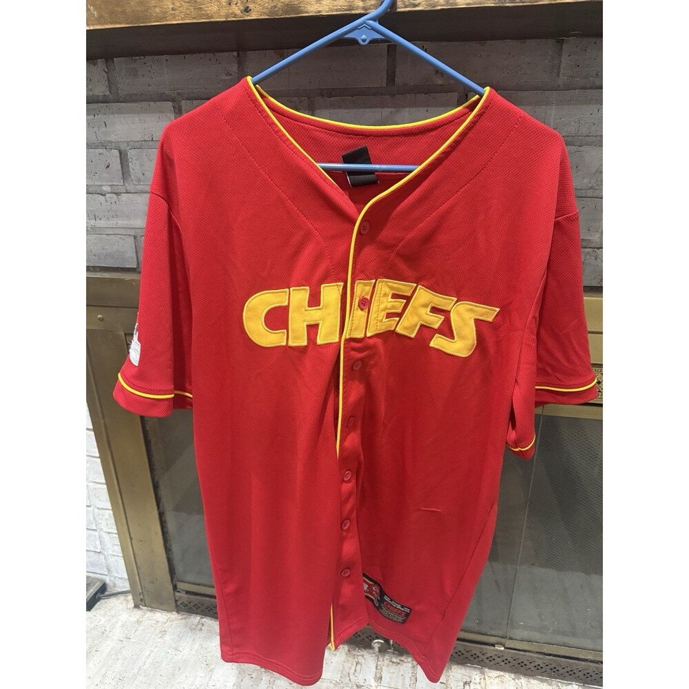 NFL Team Apparel Kansas City Chiefs Red Baseball Style Jersey Football Men's Lrg